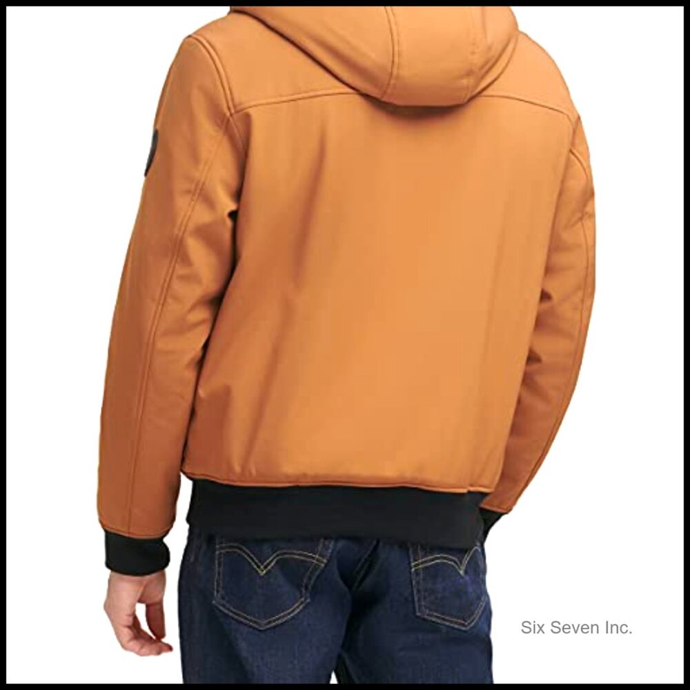 Sherpa Lined Bomber Jacket Soft Shell Hooded Perf… - image 2